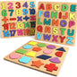 Wooden Educational Puzzle Board Set - Letters, Numbers & Shapes
