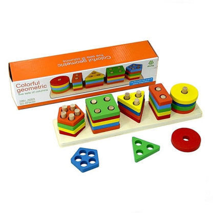 Wooden Shape Sorter - Geometric Stacking Educational Toy