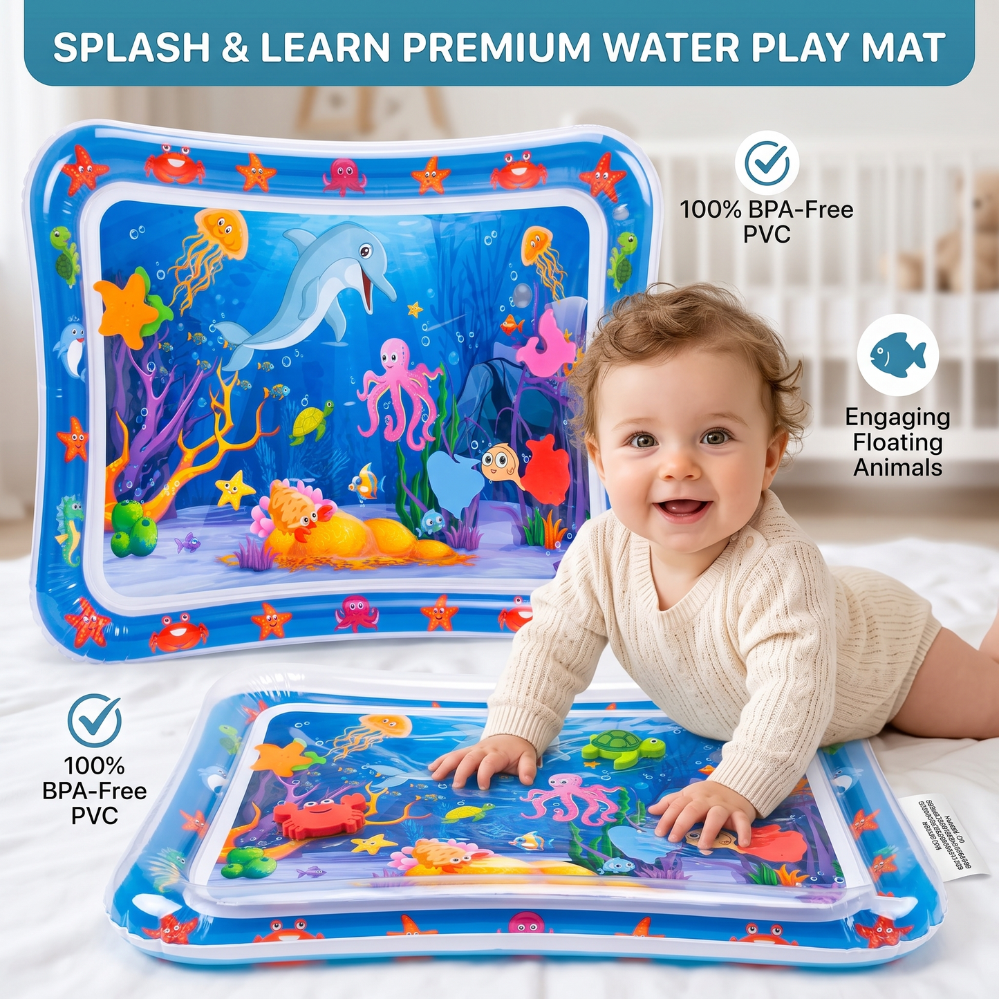 Tummy Time Water Mat - Inflatable Baby Play Mat